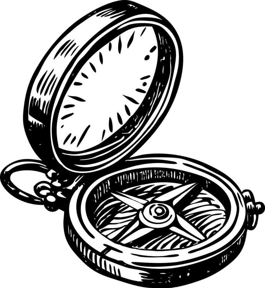 A vintage style illustration showing engraved compass vector