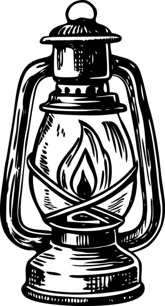 A vintage style illustration showing gas lamp vector