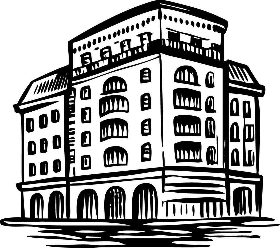 A vintage style illustration showing fancy hotel vector