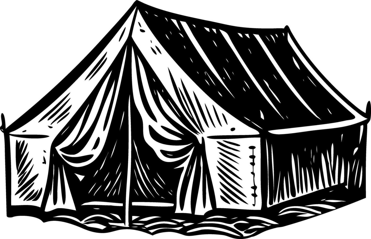 A vintage style illustration showing safari tent vector