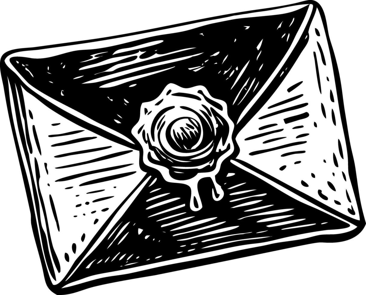 A glyph style illustration representing sealed letter vector