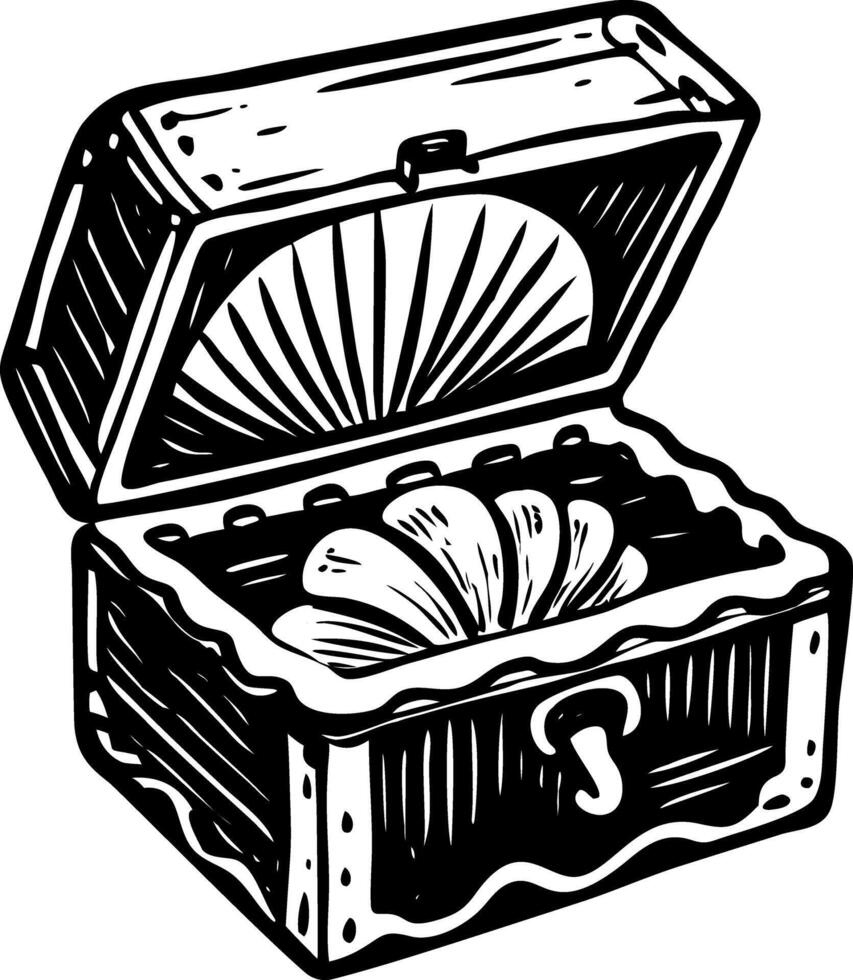 A vintage style illustration showing seashell box vector