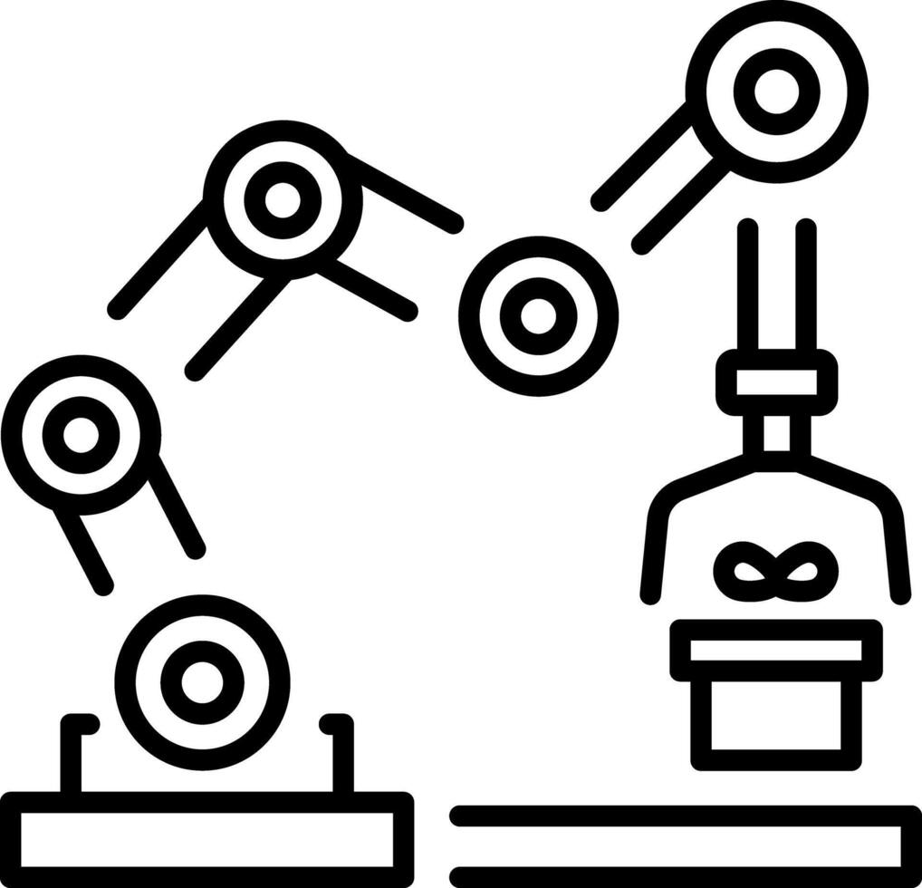 A linear style icon representing industrial robot vector