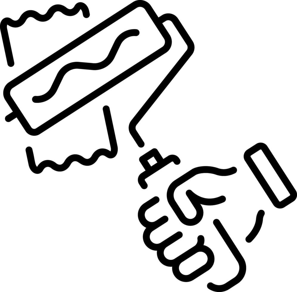 A outline style icon depicting paint roller vector
