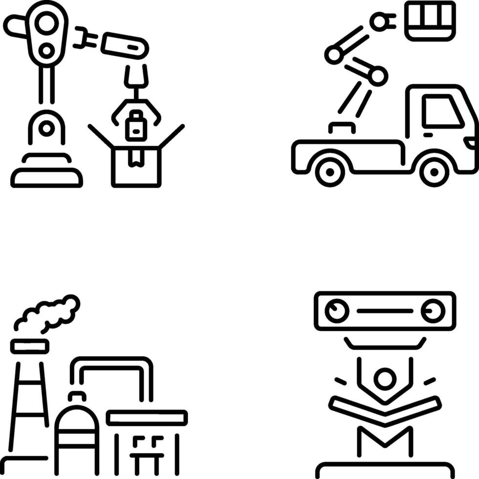 Set of Heavy Machinery Line Style Icons vector