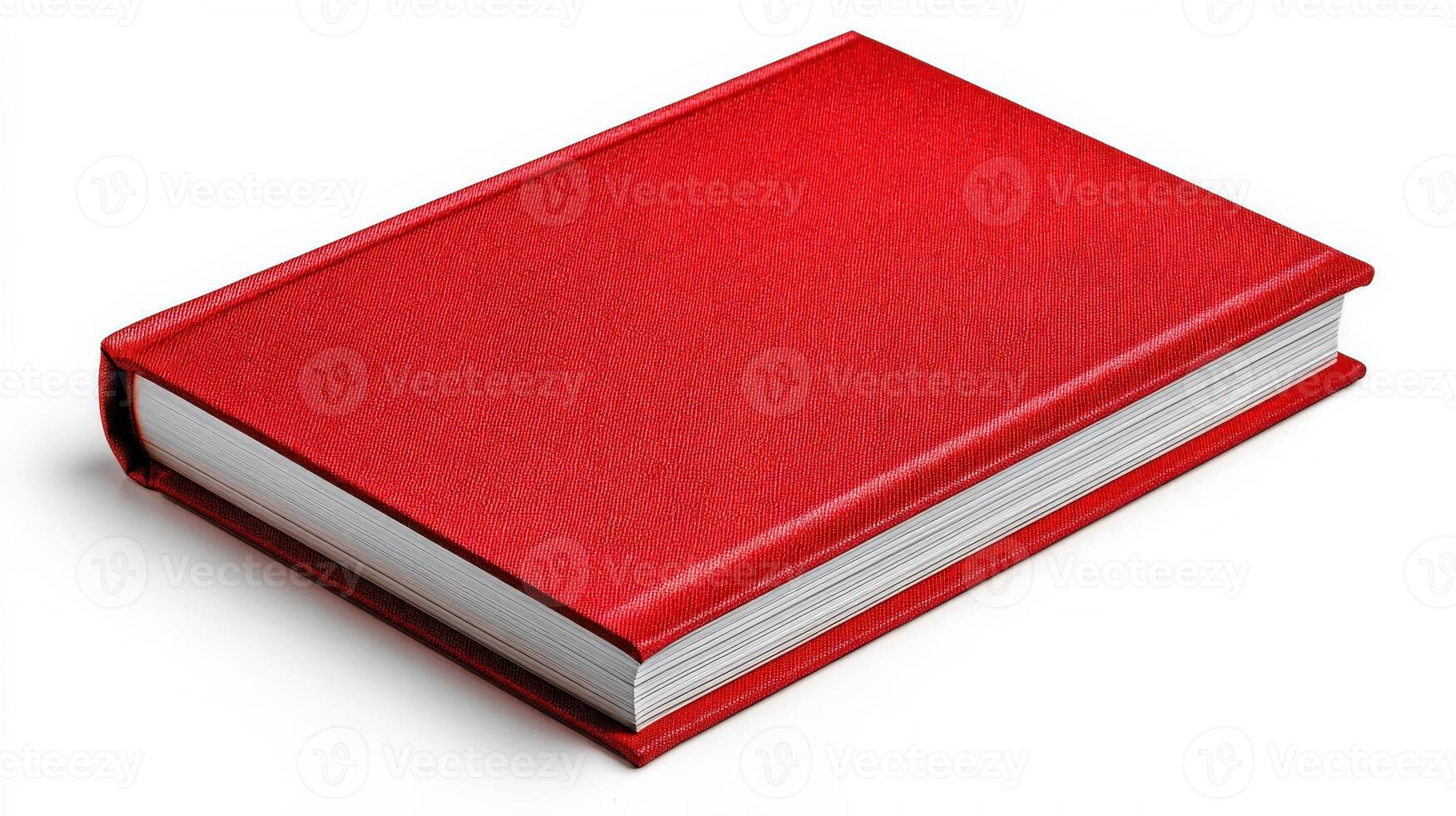 Blank Red Hardcover Book Mockup Lying on White Background photo