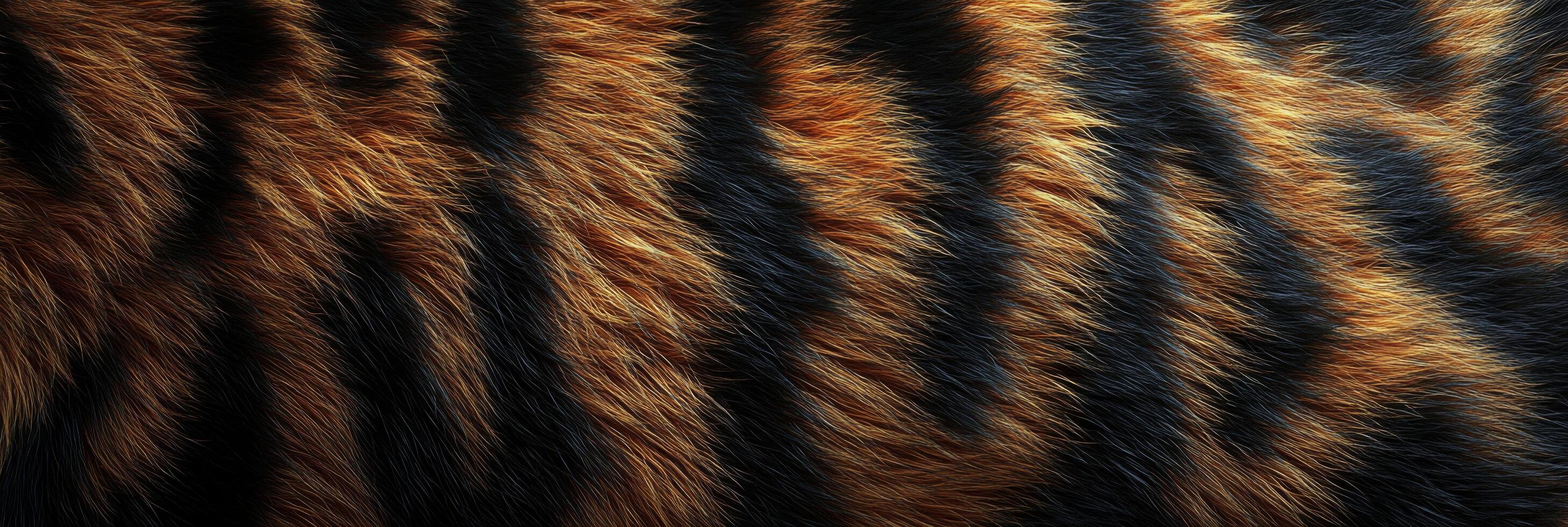 Vibrant and distinctive tiger fur pattern banner showcasing natural beauty of wildlife in dynamic display of orange and black hues highlighting unique texture photo