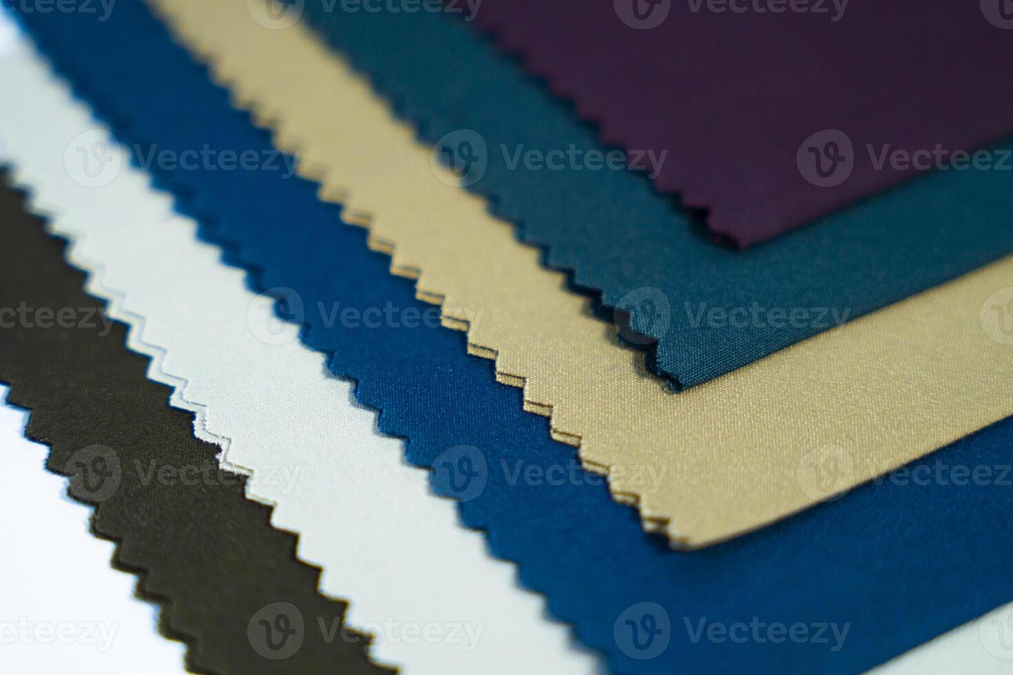 Detailed Close-Up of High-Quality Fabric Swatches photo