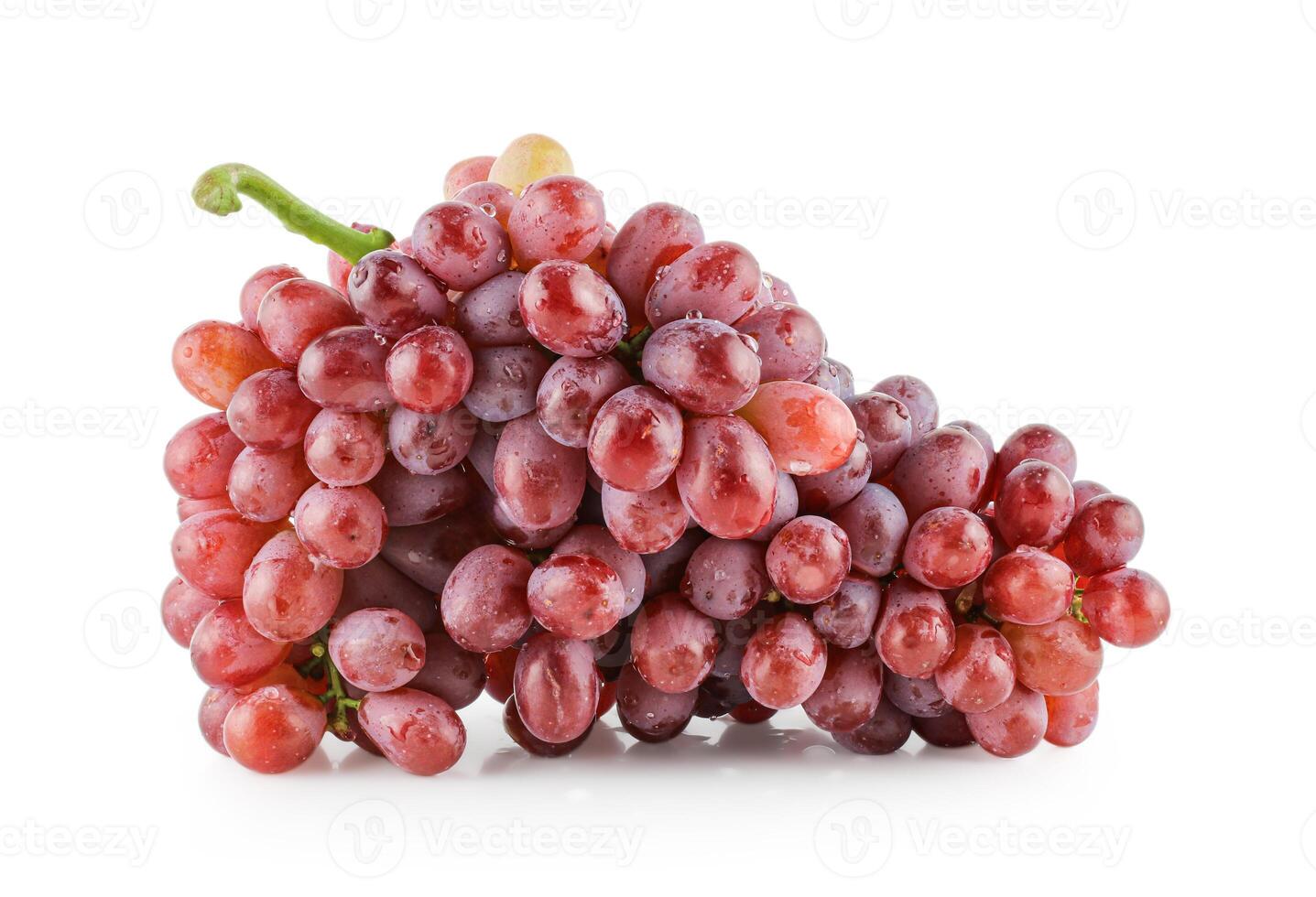Red grape with leaves isolated on white background. With clipping path. Full depth of field photo