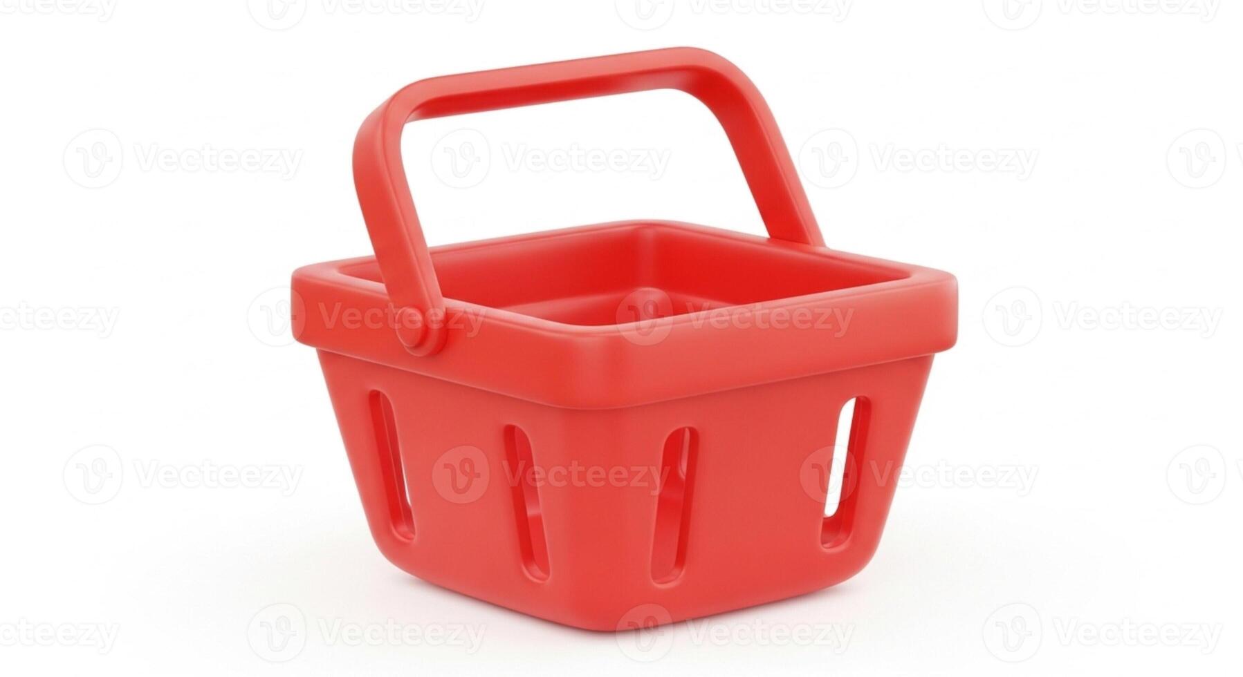 3D illustration of a red shopping basket isolated on white photo