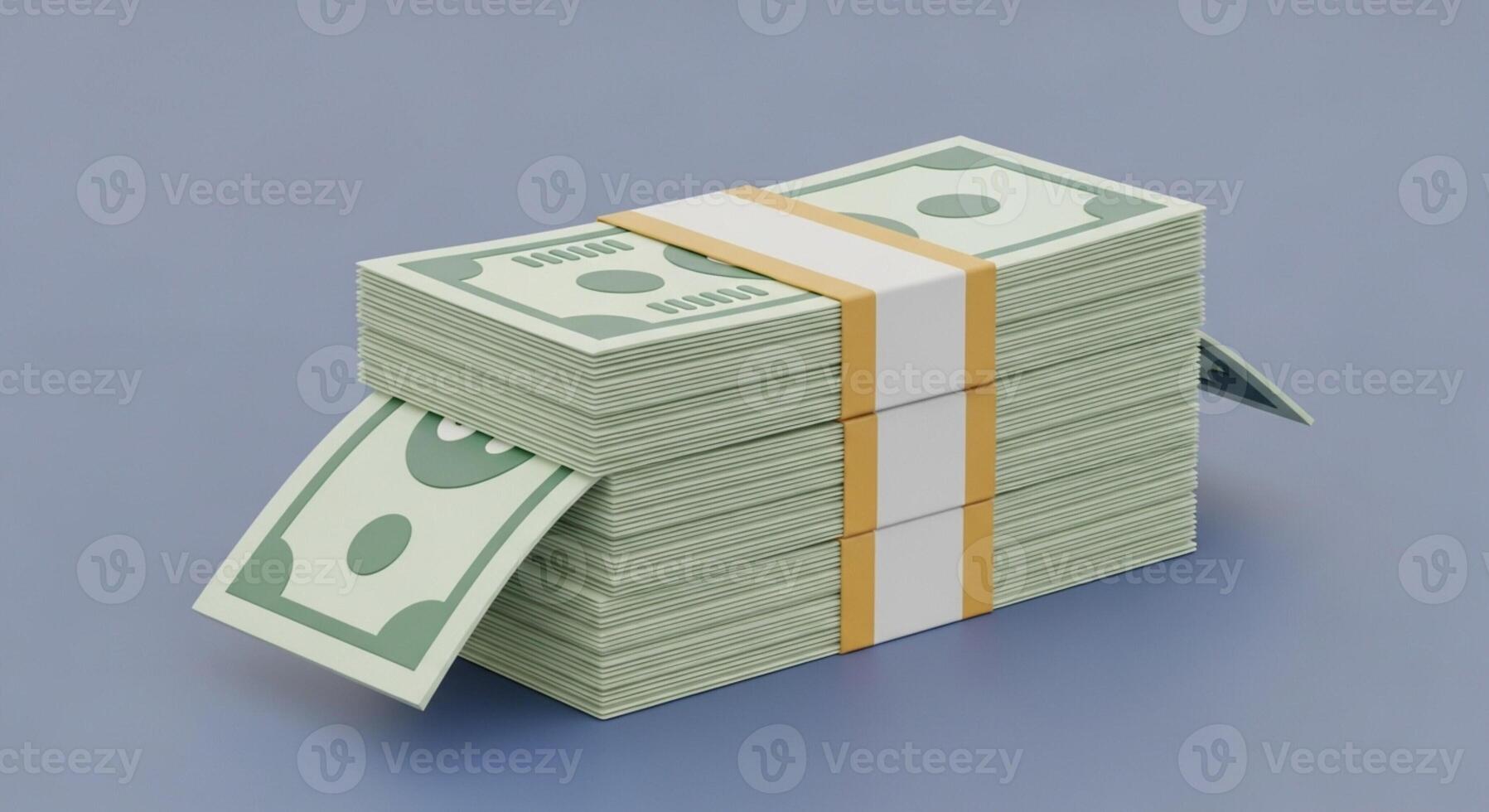 3D illustration of a stack of money photo