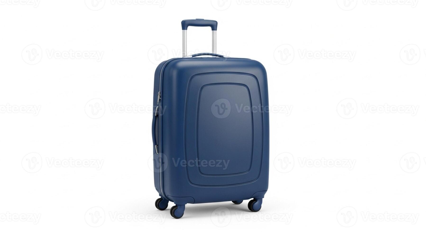 3D illustration of a blue suitcase isolated on white. photo