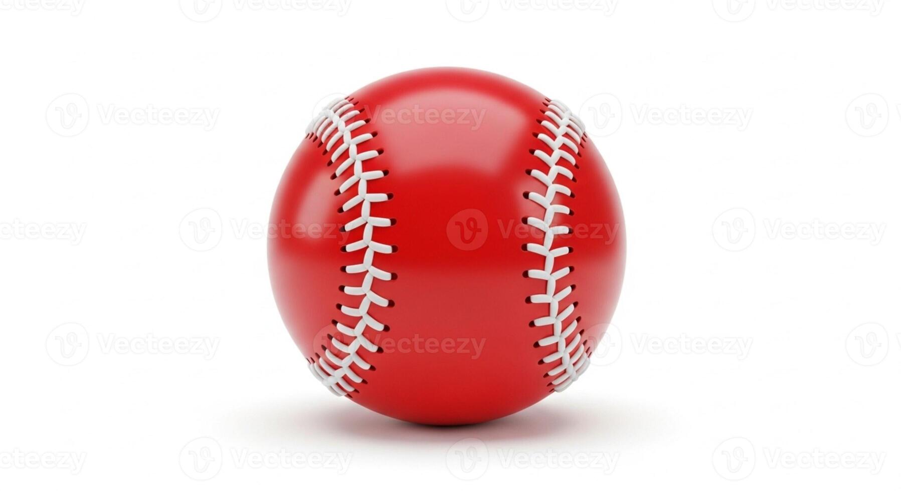 3D illustration of a red baseball isolated on white photo