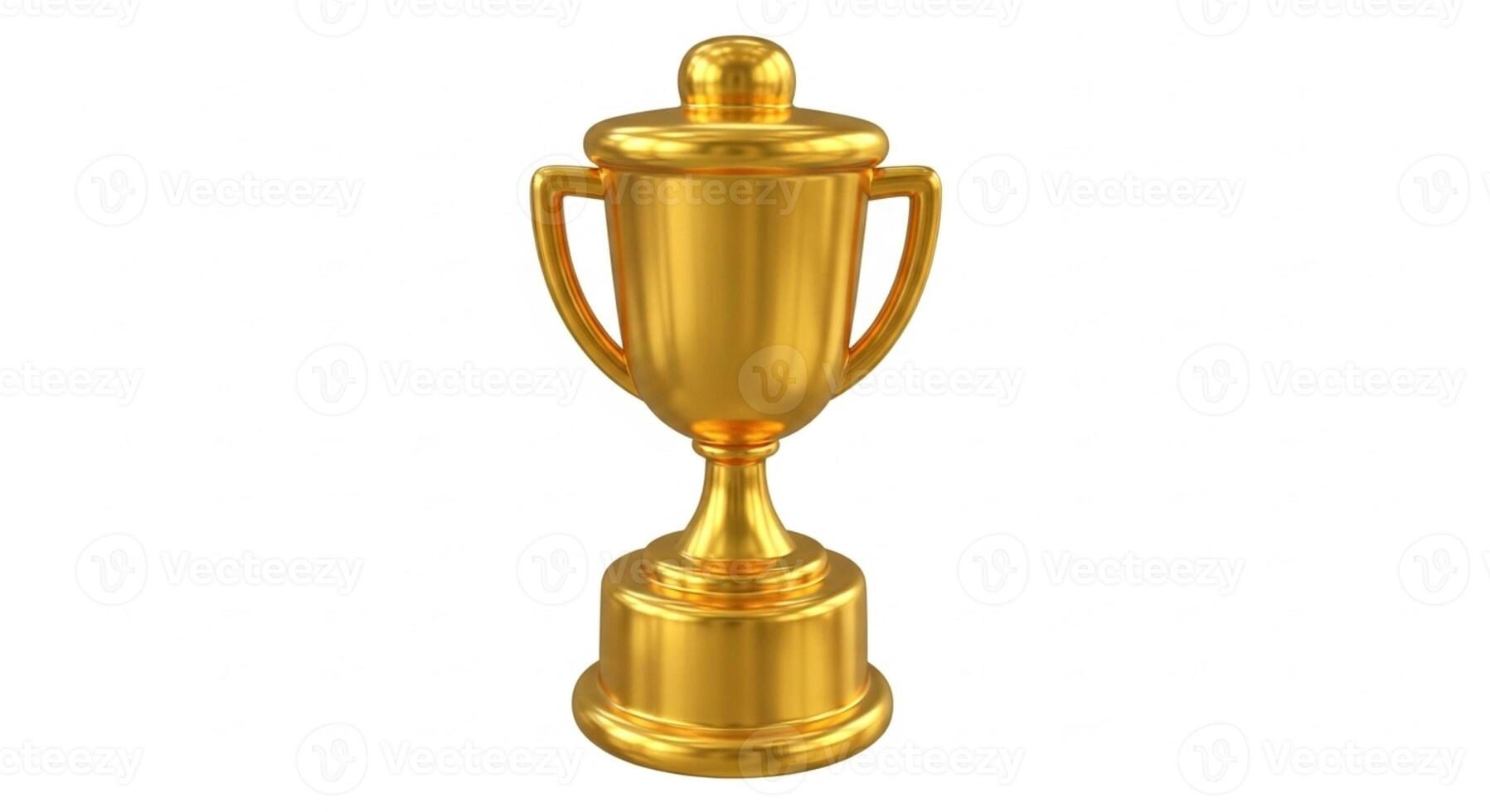 3D illustration of a shiny golden trophy isolated on white photo