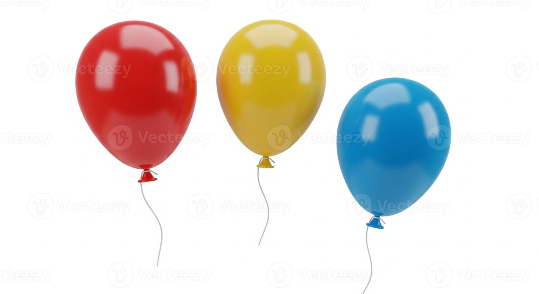 3D illustration of 3 colorful balloons isolated on white photo