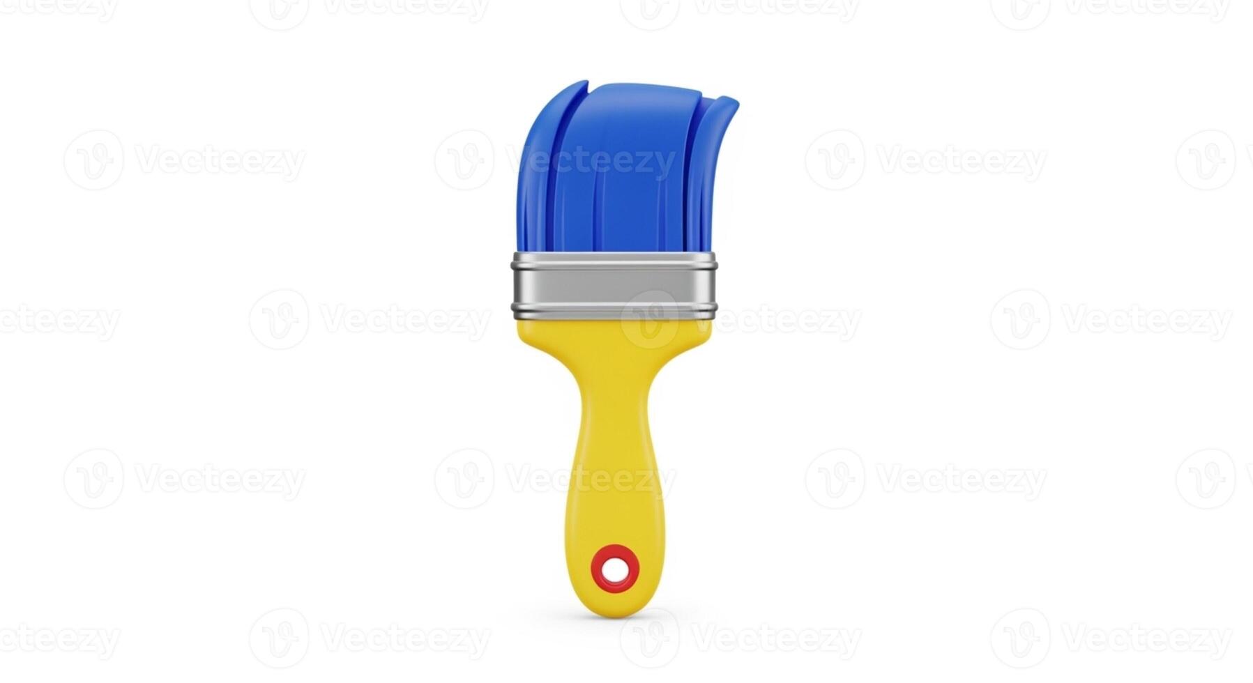 3D illustration of a yellow paint brush isolated on white photo