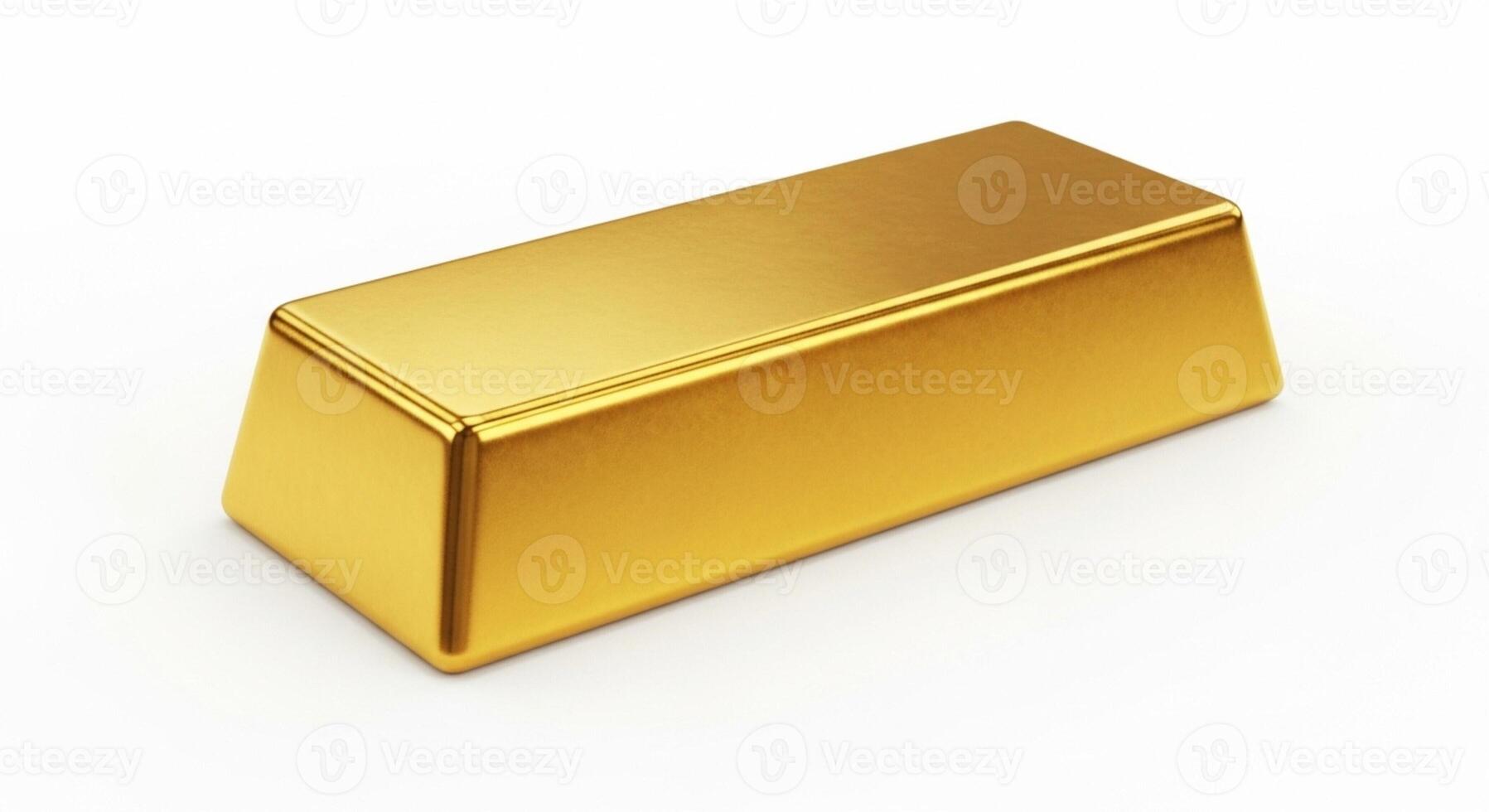 3D illustration of a gold bar isolated on white photo