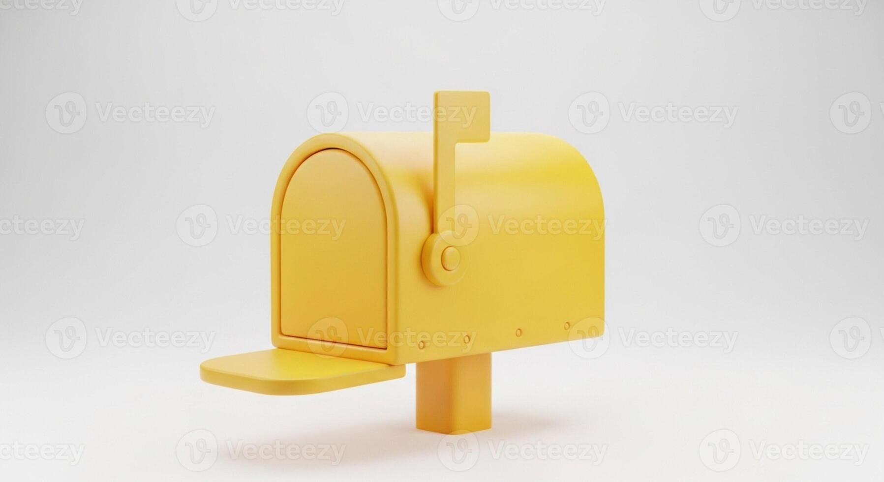 3D illustration of a simple yellow mailbox isolated on white photo