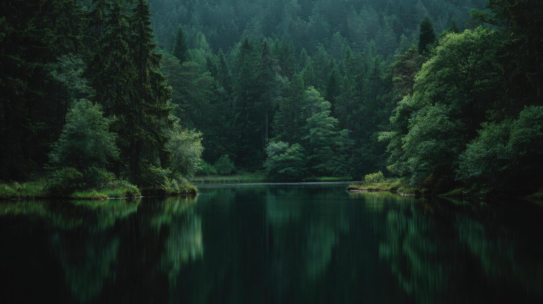 The Mysterious And Hidden Nature Of A Dark Forest Lake photo