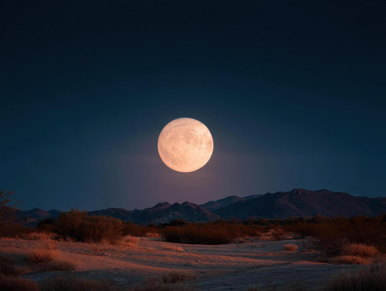 The Sight of a Supermoon Over an Expansive Desert photo