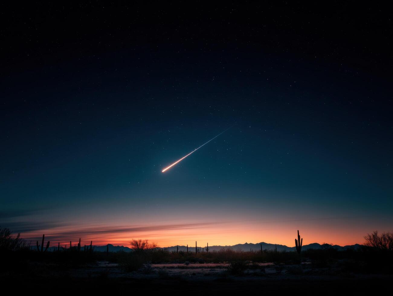 The Sight of a Shooting Star in the Desert Night photo