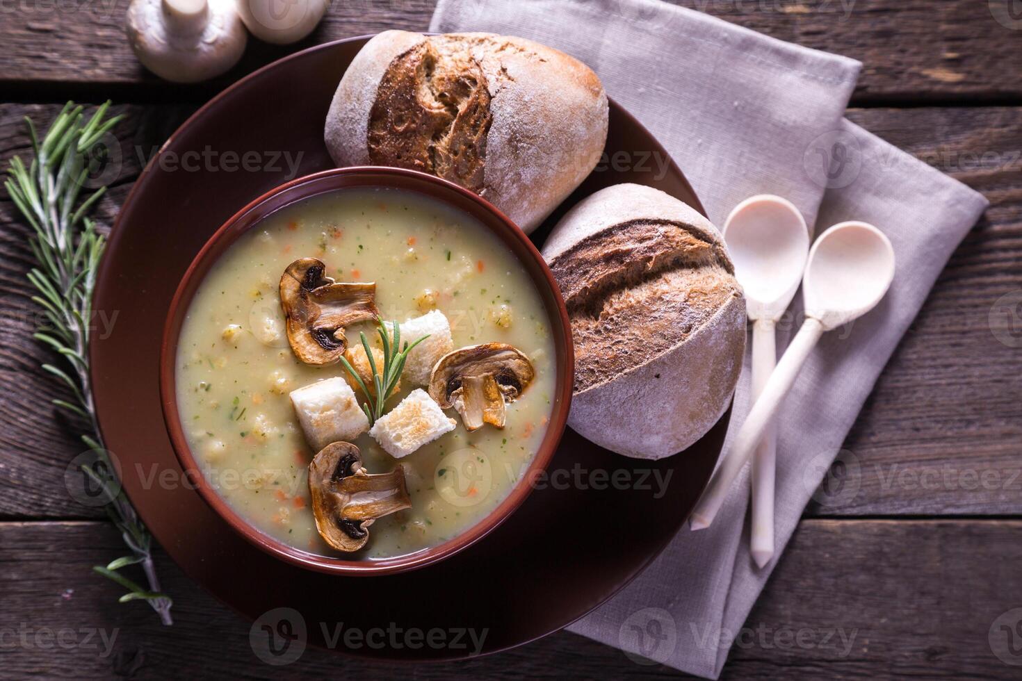 Cream soup with mushrooms photo