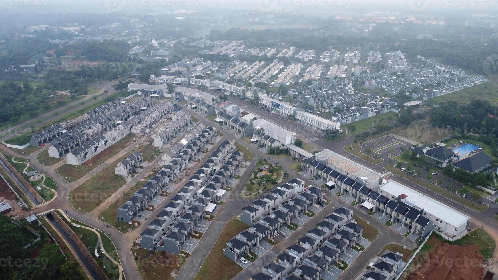 An aerial view of a large residential area photo