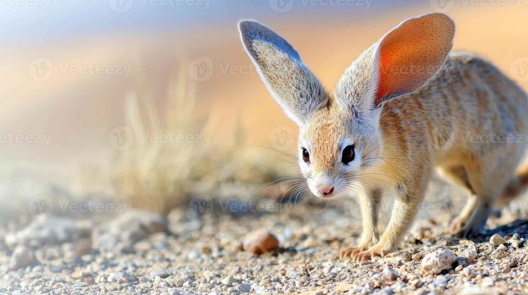 Fennec Fox With Large Ears Exploring Desert Terrain. Adaptation To Arid Environment photo