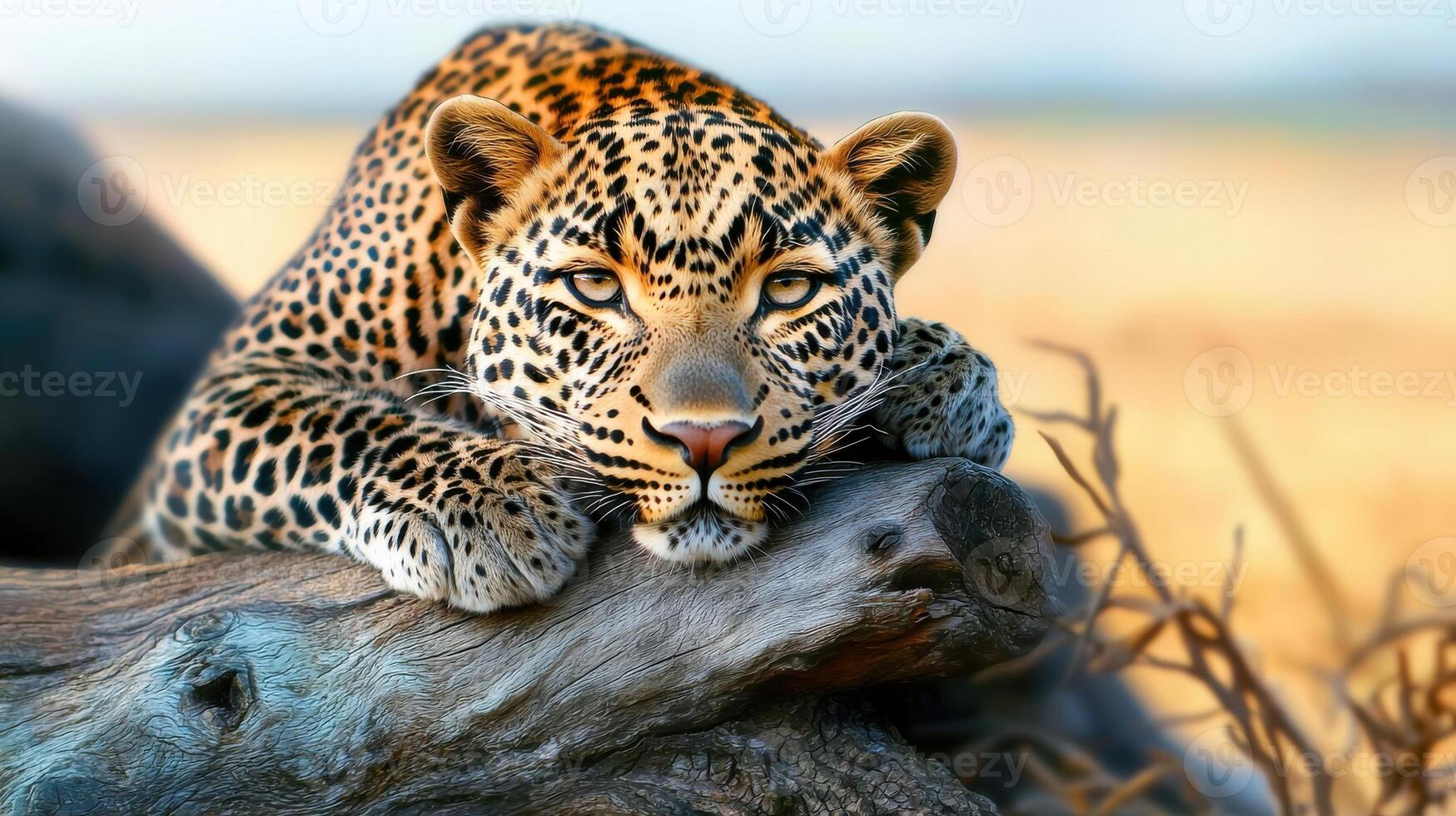 Leopard Resting On A Tree Branch In The Savannah. Wildlife Photography Capturing The Beauty Of Nature photo