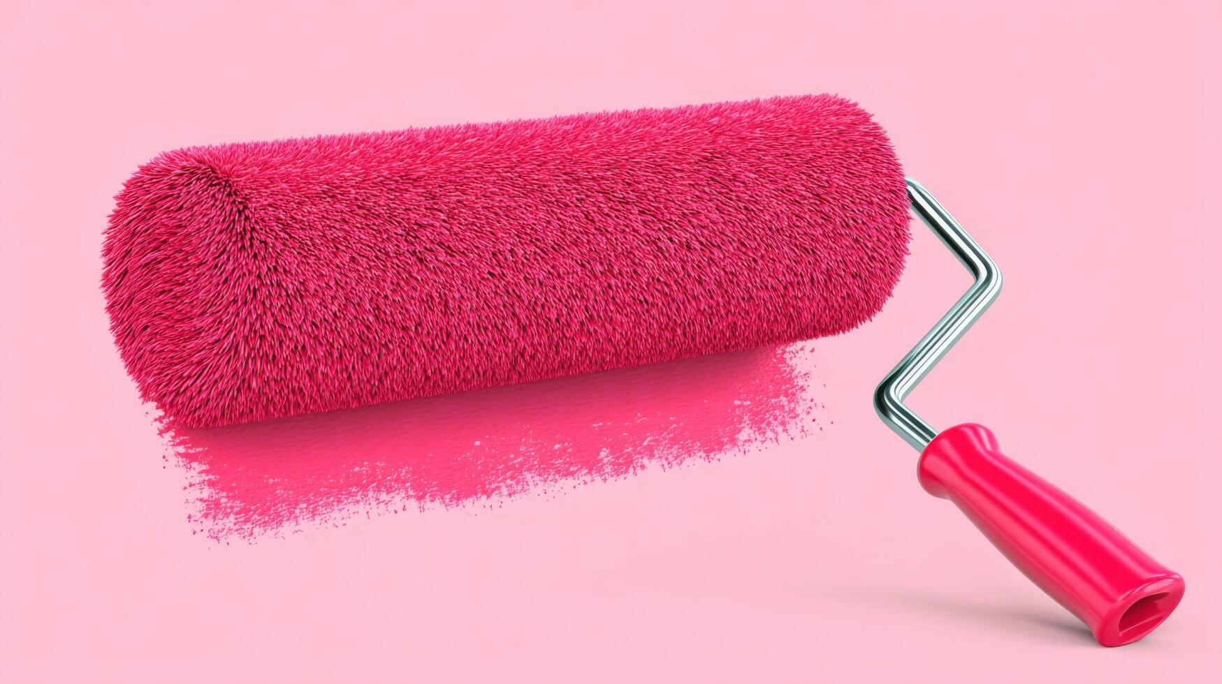 Pink Paint Roller on Pink Background A Vivid Image for DIY Home Decor, Painting Projects, and Creative Visuals photo
