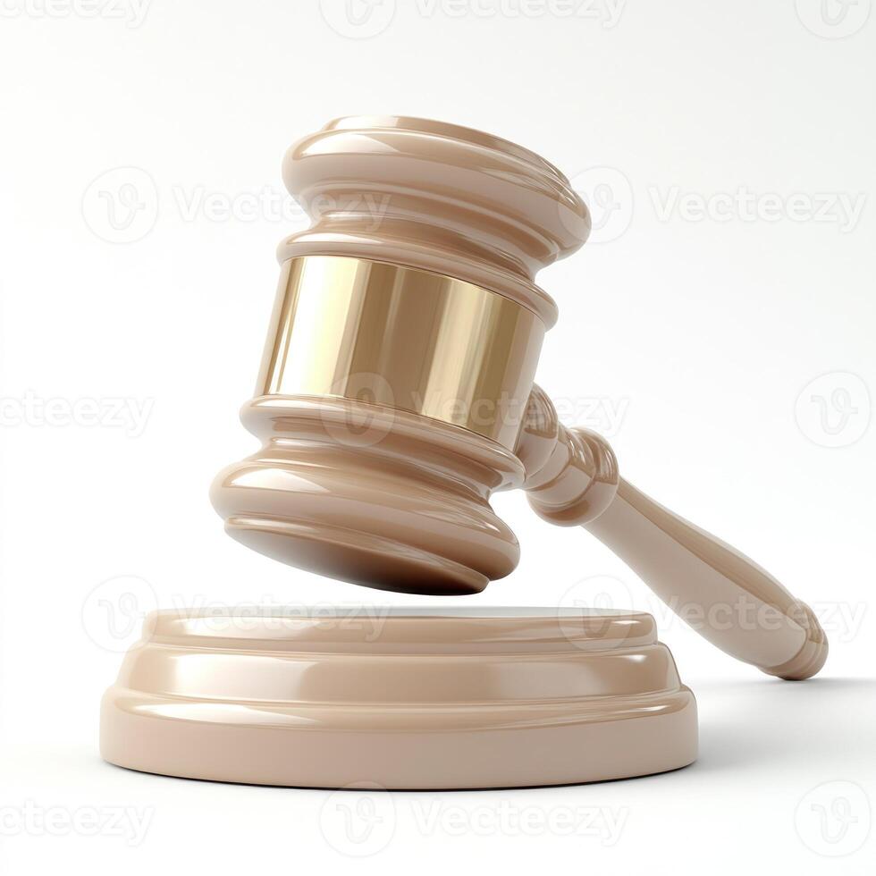 Justice is served as a gavel strikes down in a court of law to conclude a case photo
