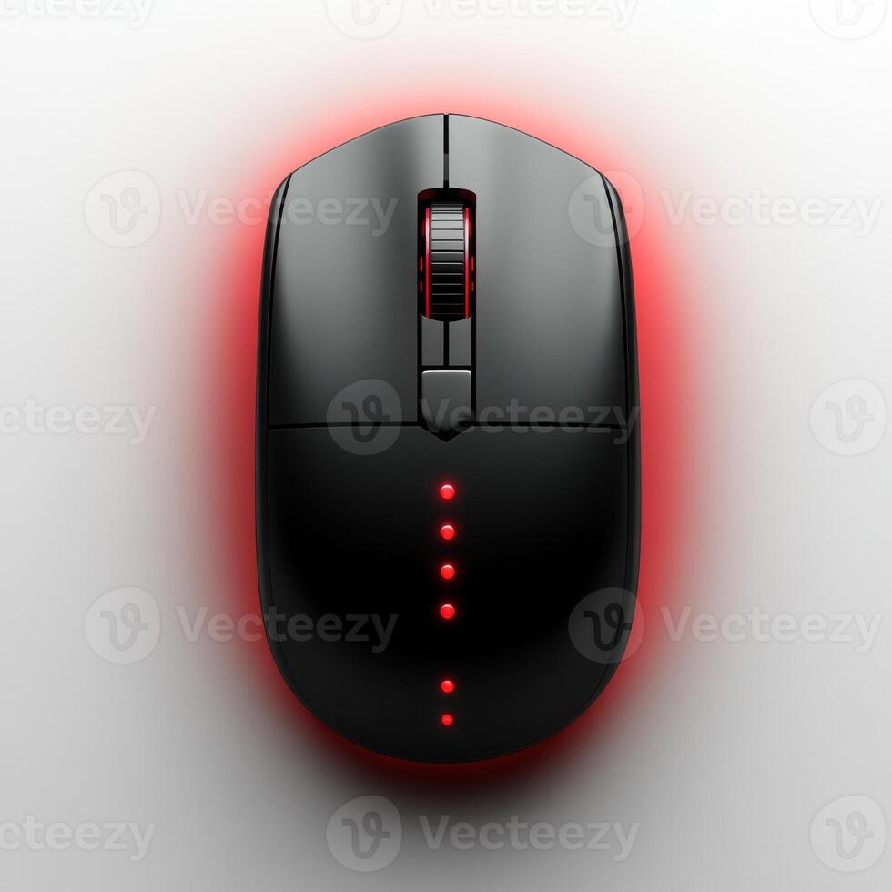 Innovative gaming mouse glowing with red lights enhancing user experience photo
