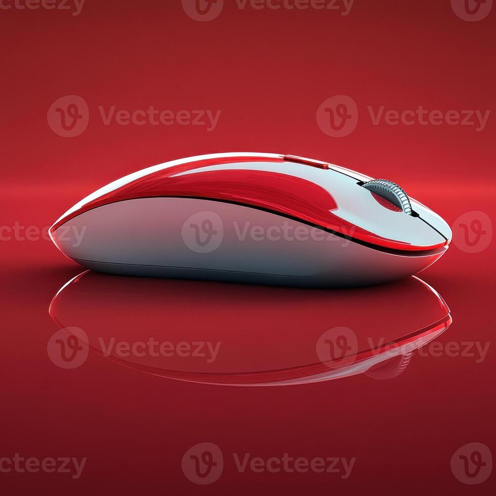 Gaming accessory showcases sleek design against vibrant red backdrop photo