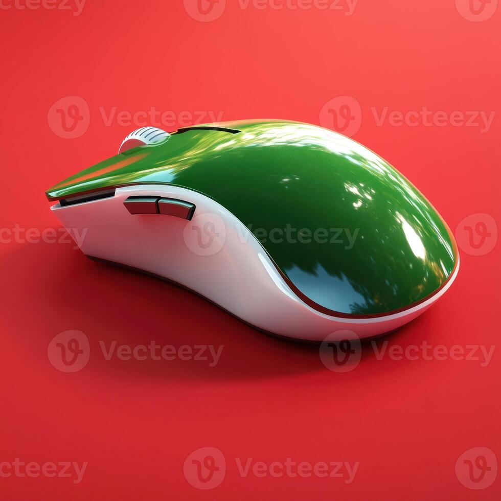 Innovative gaming mouse with sleek design and vibrant color on bold background photo