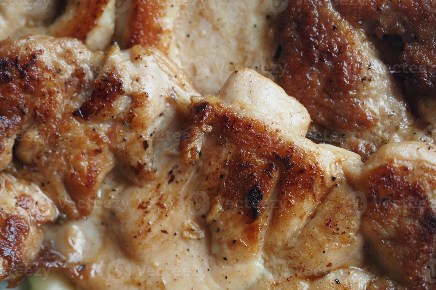 Grilled chicken in close-up with spices and herbs photo