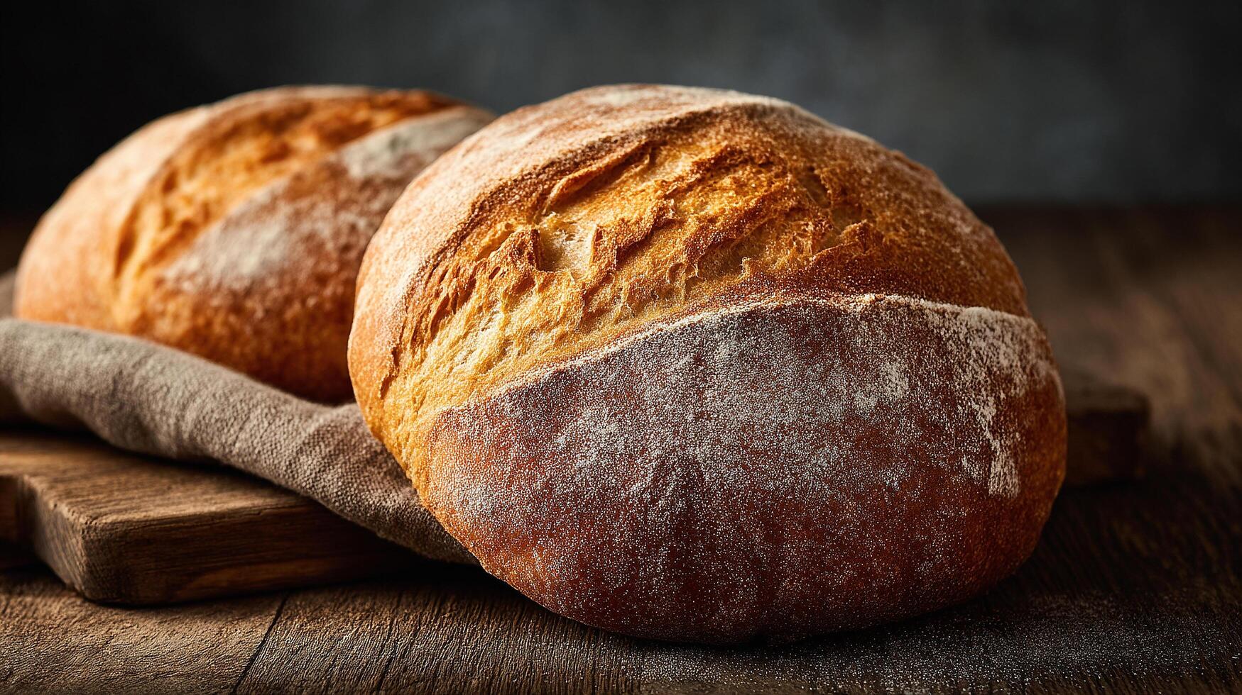 Artisan bread on wooden table photo
