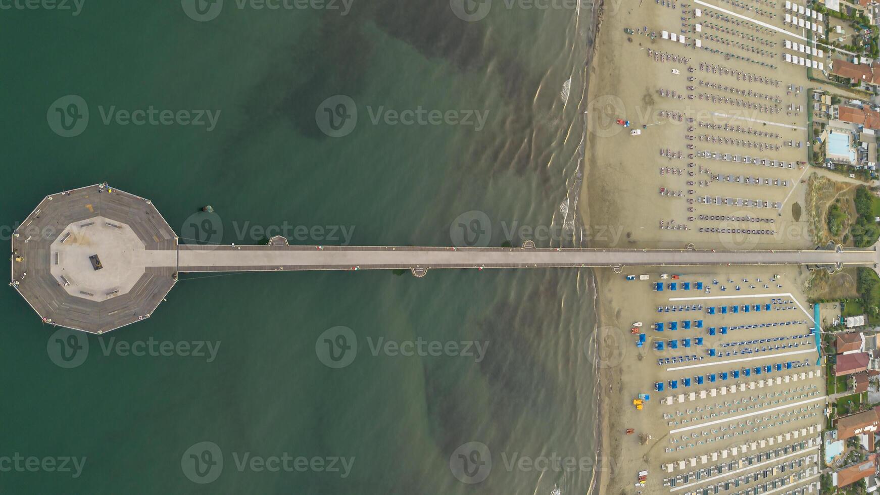 Viareggio, Italy. View from above of the city and mountains from the sea. Tourist resort town, Tyrrhenian Sea. photo