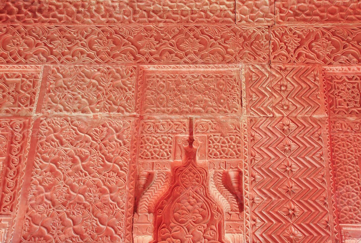 Carving on ceiling in Fatehpur Sikri, India photo
