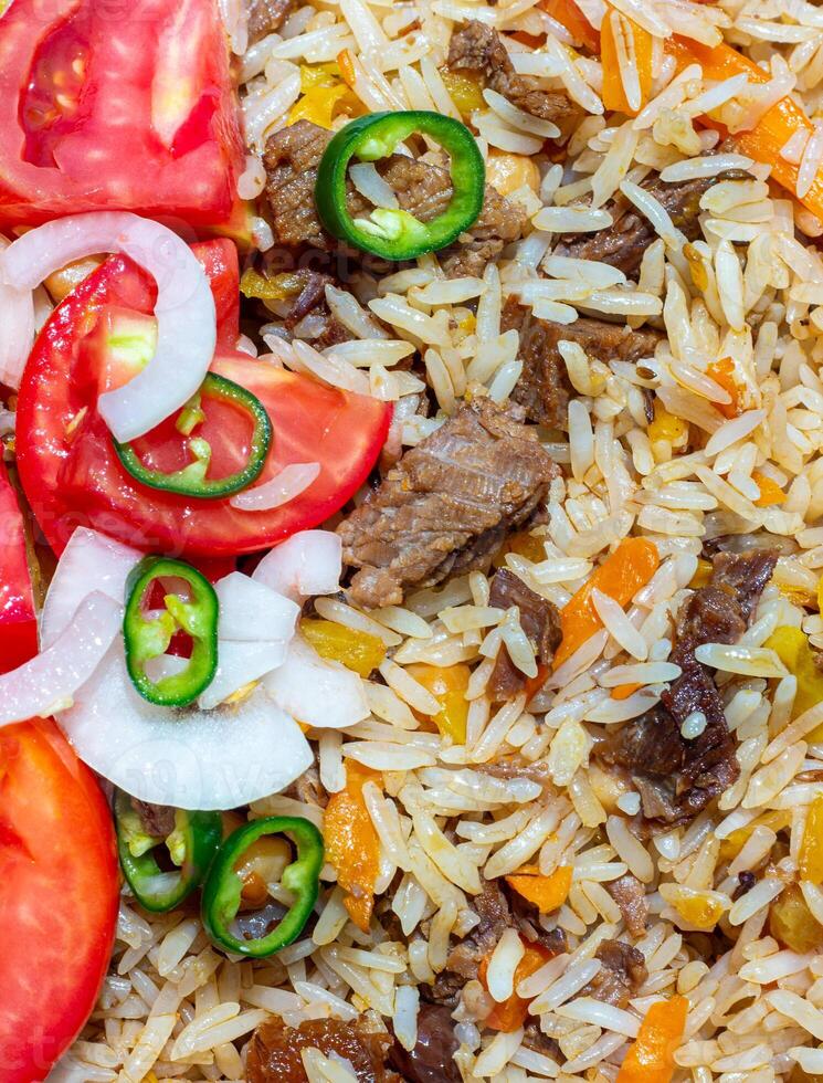 Rice dish with salad photo