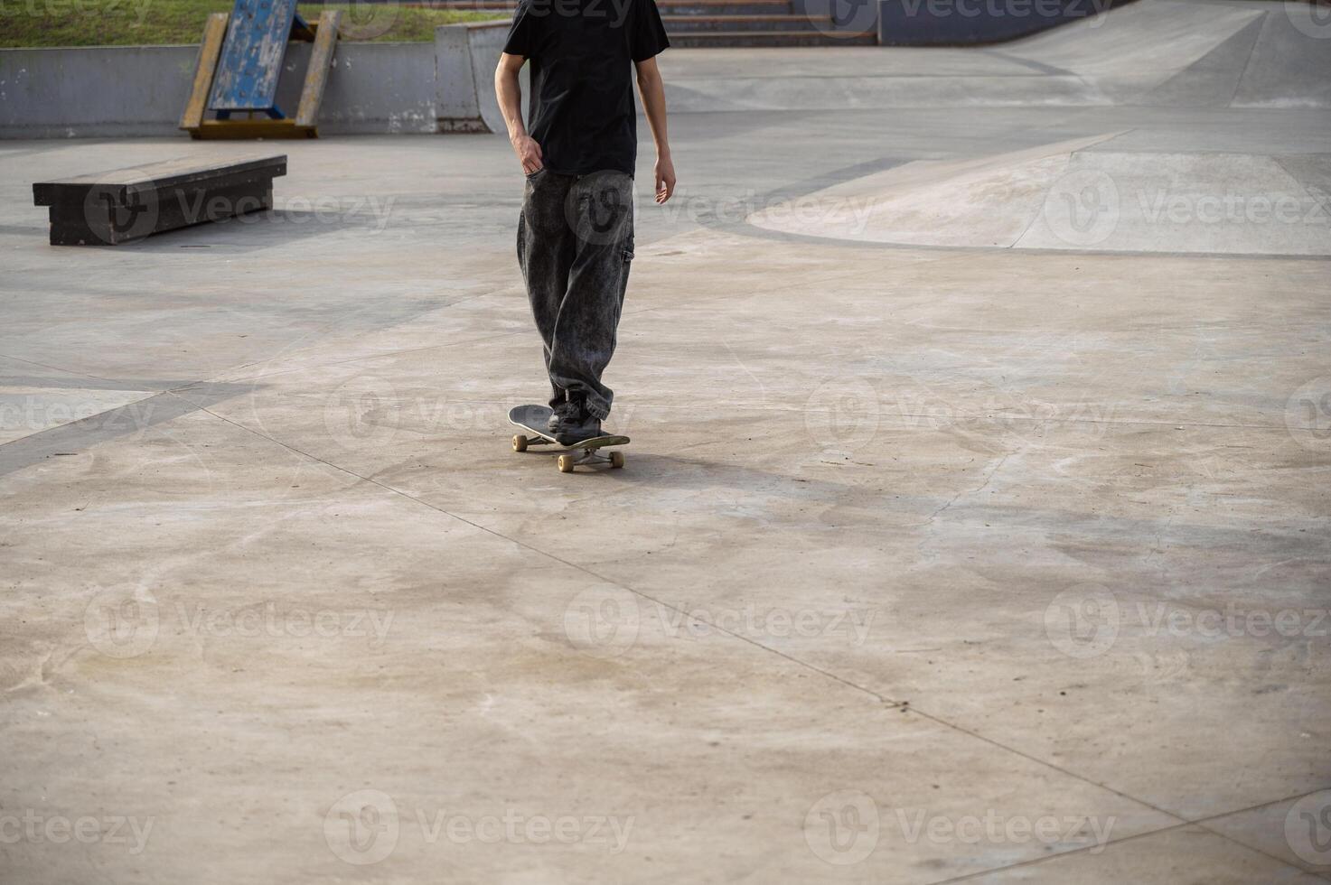 A man riding a skateboard photo