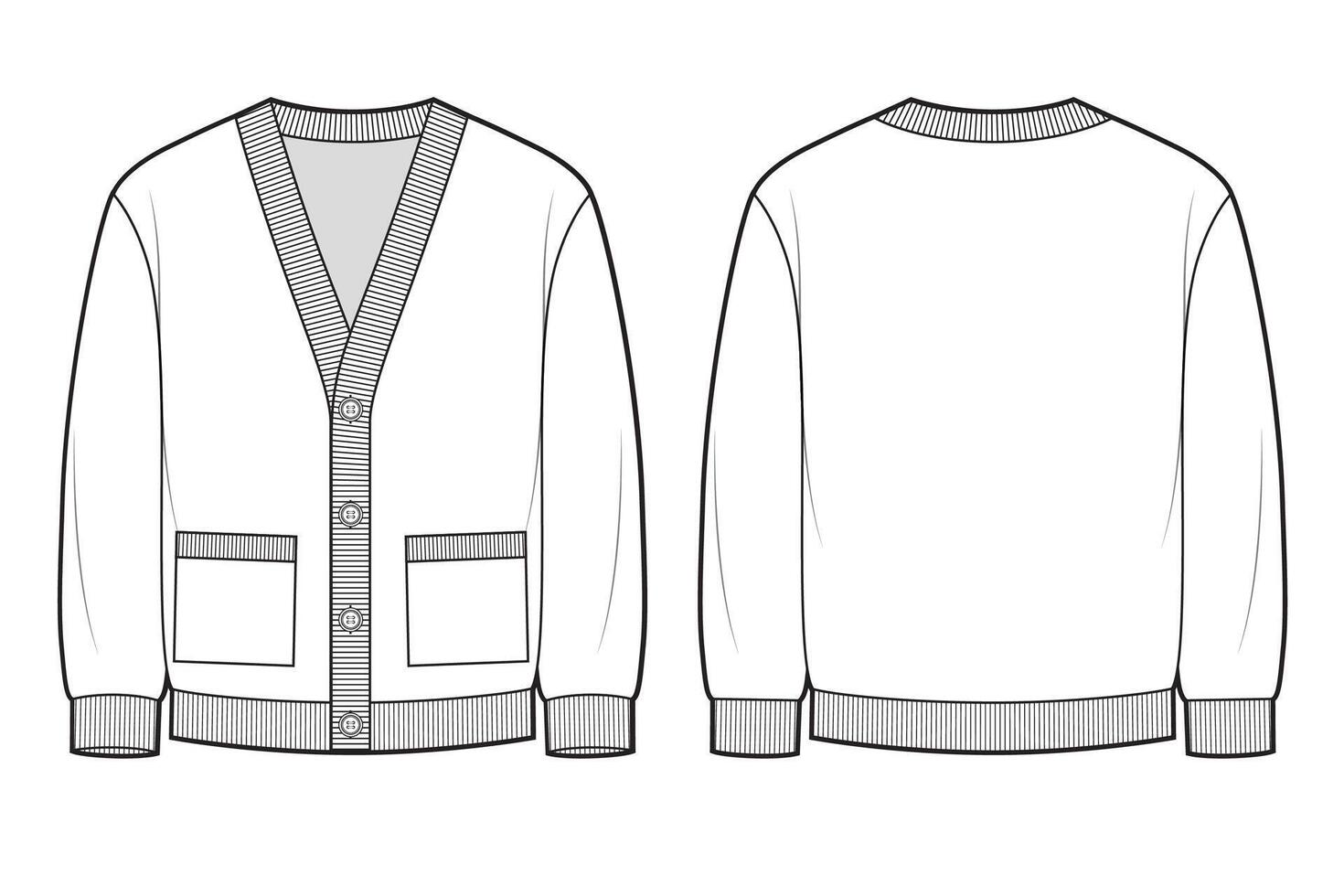 Mans v-neck cardigan sweater jacket vector