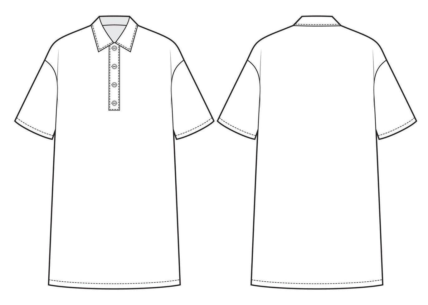 Fashion sketch of womens polo dress. vector