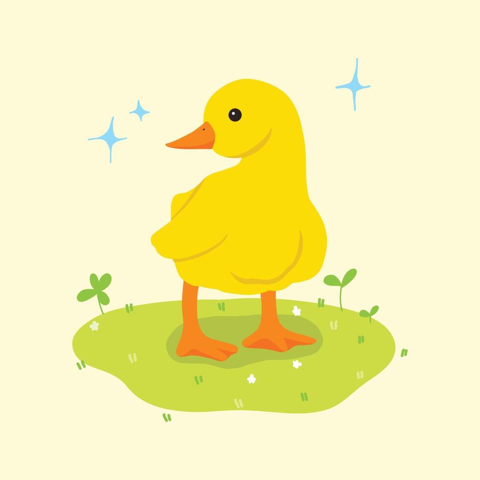 Yellow Duck Illustration design cute drawing style vibrant color isolated vector