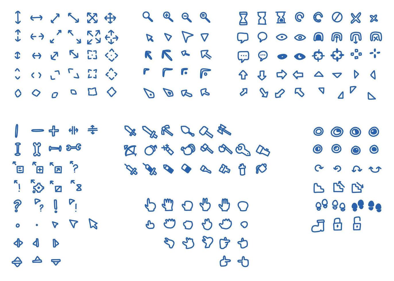 User Interface UI game doodle design with blue ink pen style vector