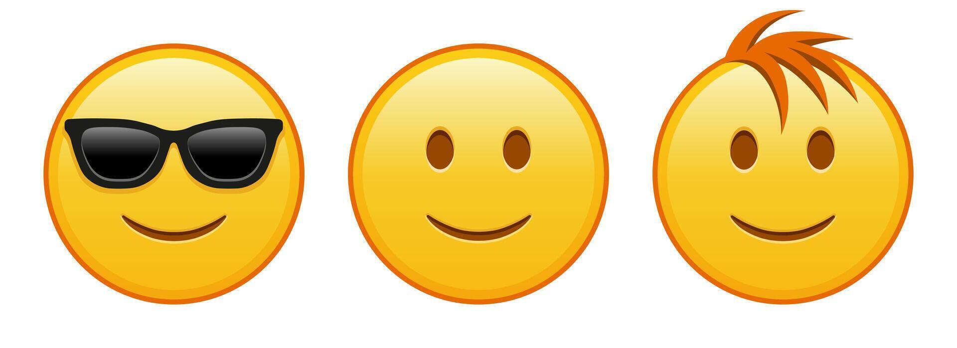 Slightly smiling face Set of three emoji vector