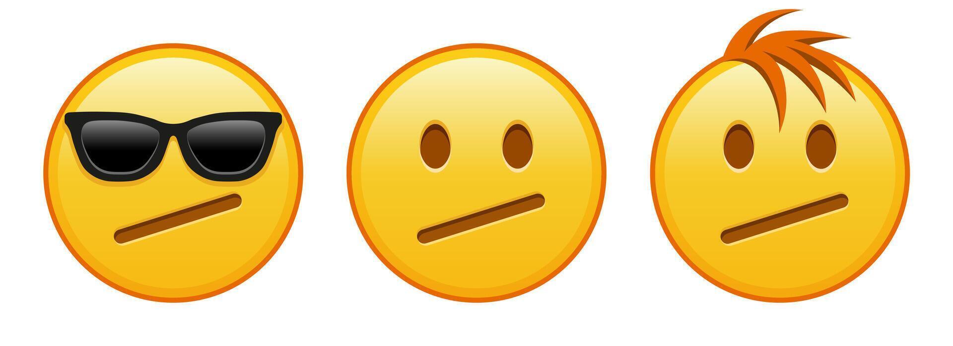 Sad yellow face Set of three emoji vector