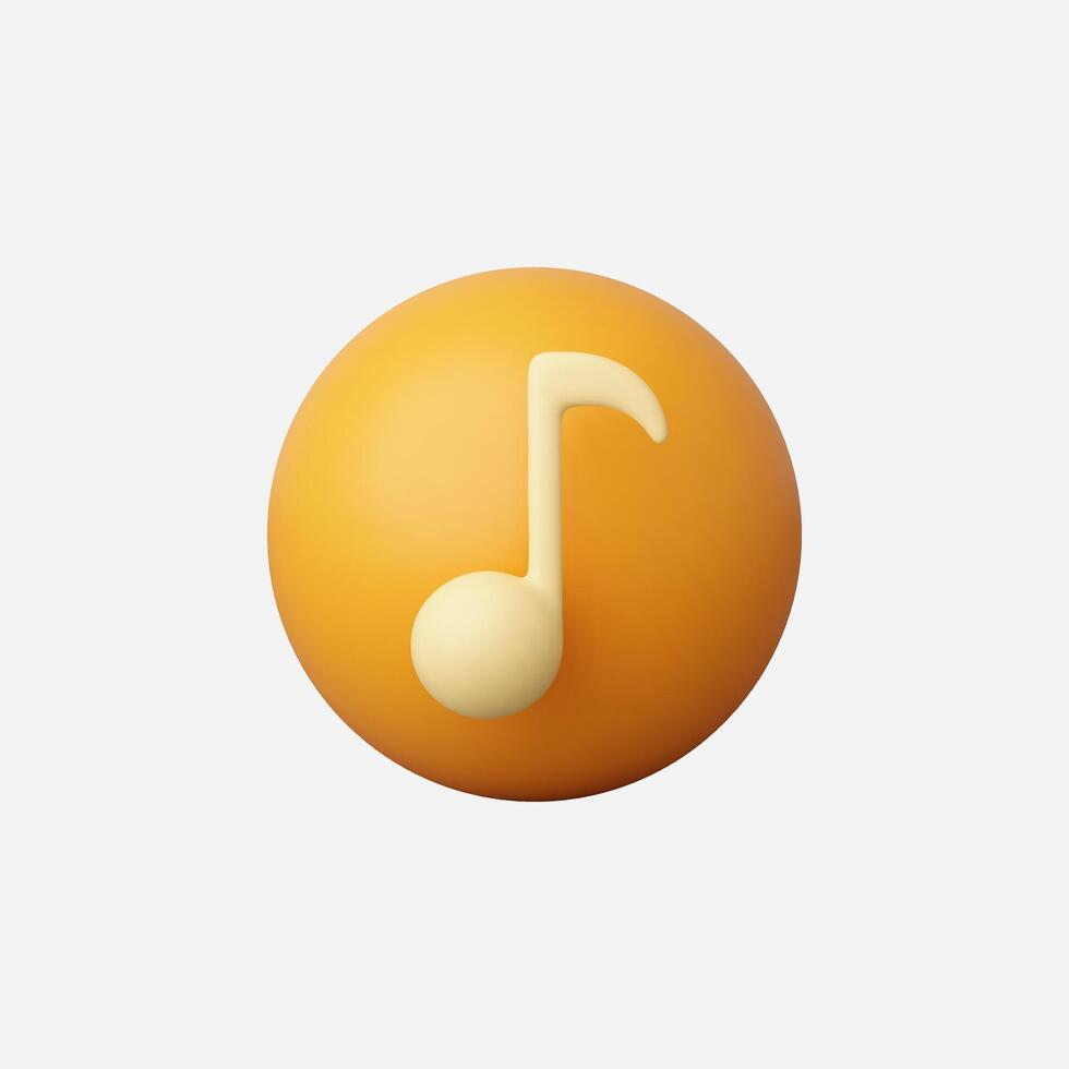 A vibrant orange music note icon on a round background. vector