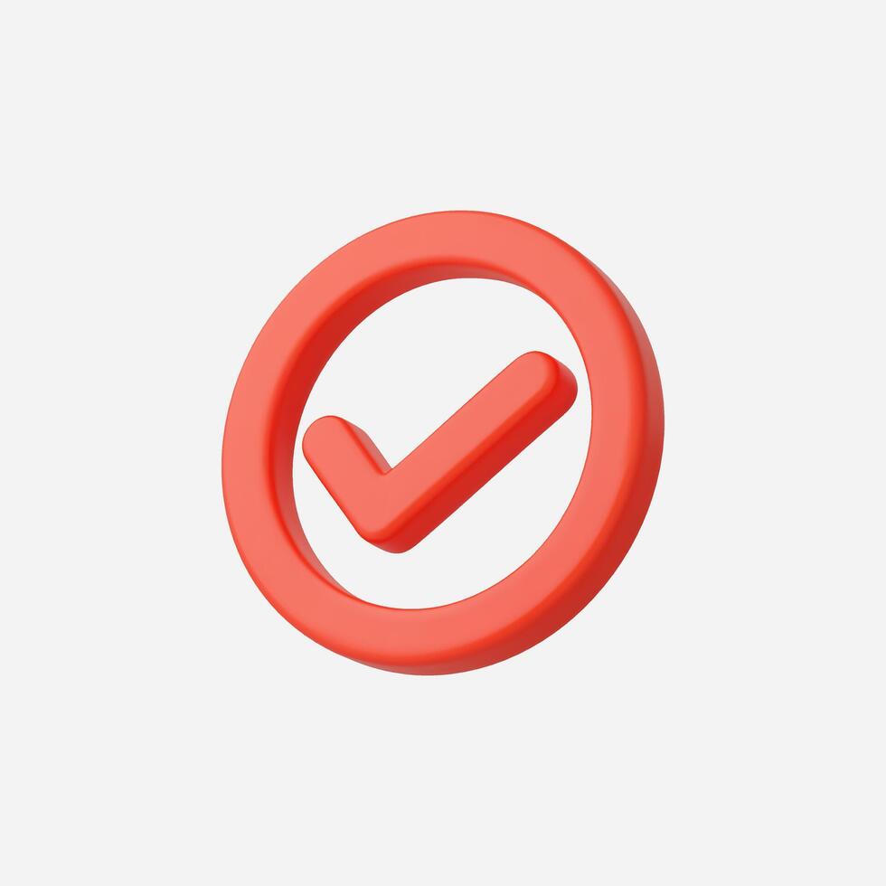 A bold red checkmark symbol in a minimalist design. vector
