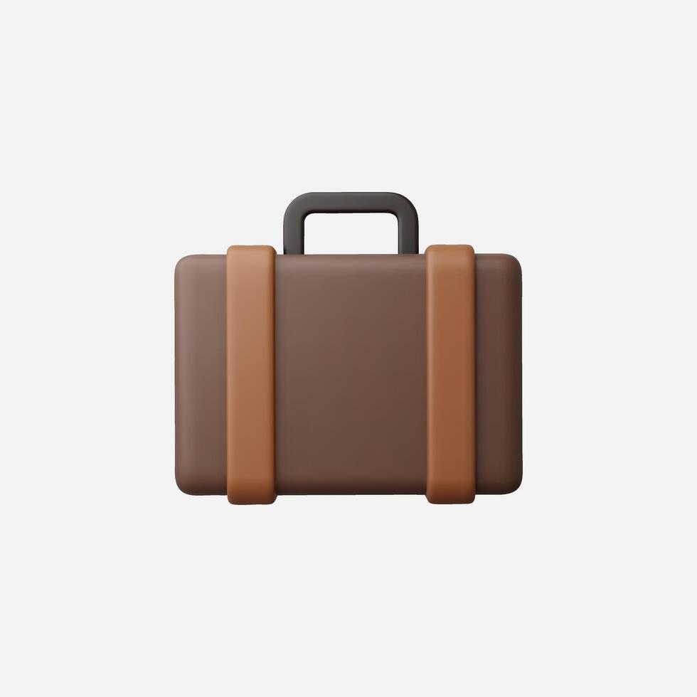 A brown suitcase with a handle, perfect for travel and adventure. vector