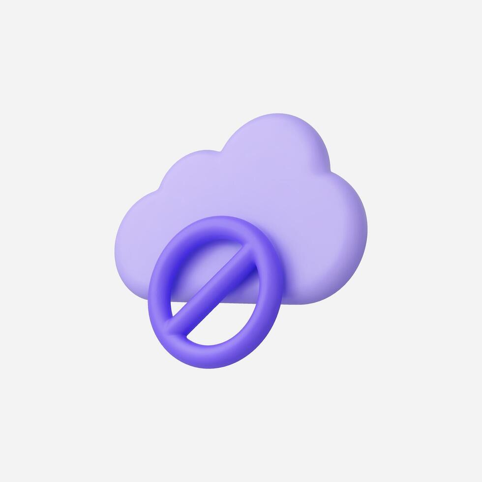 A minimalist purple cloud icon with a prohibition symbol. vector